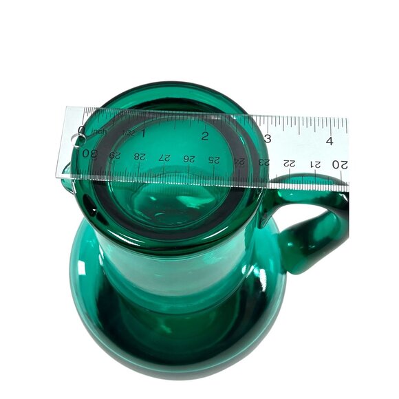RARE Teal Glass Hand Blown Vintage Tumble Up Guest Pitcher and Cup Matching Set - Picture 14 of 15